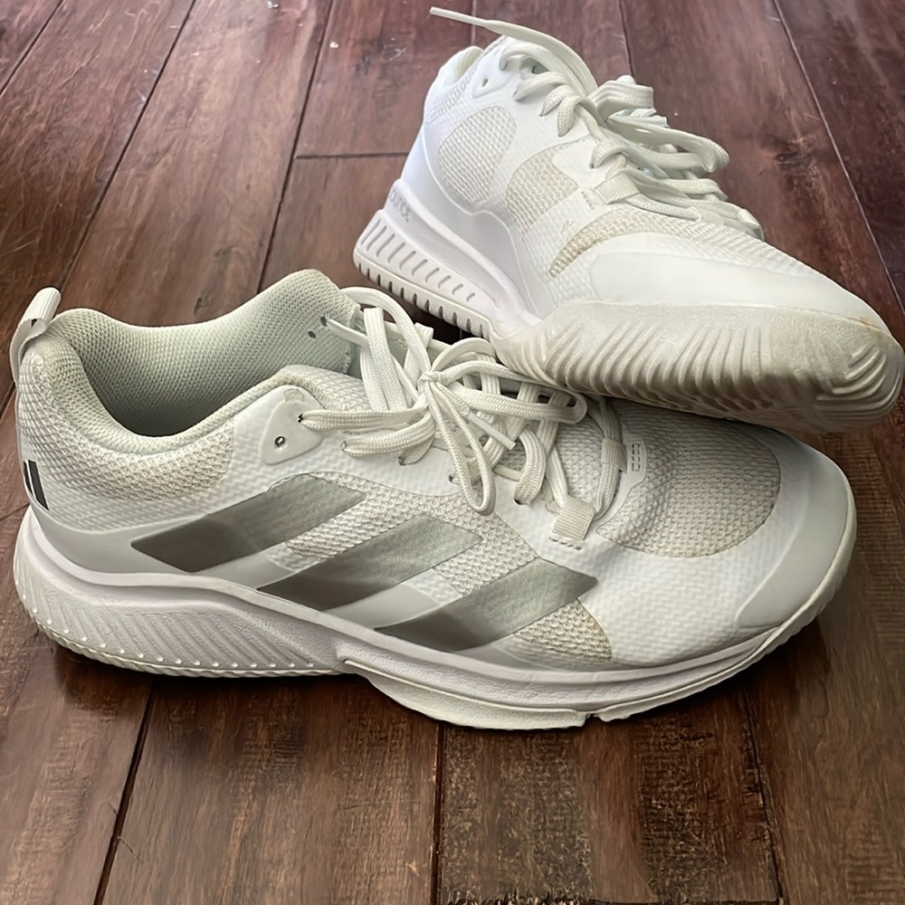 White Athletic Women's Sneakers - Silver Accent